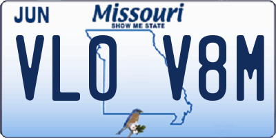 MO license plate VL0V8M