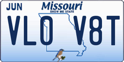 MO license plate VL0V8T