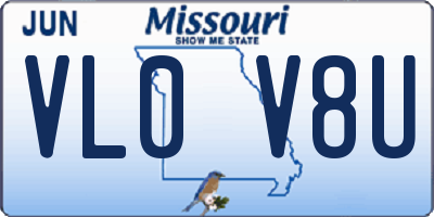 MO license plate VL0V8U