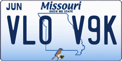 MO license plate VL0V9K