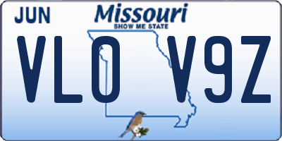 MO license plate VL0V9Z