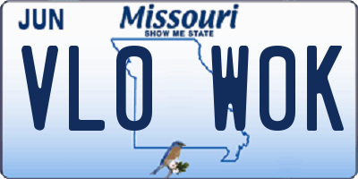 MO license plate VL0W0K