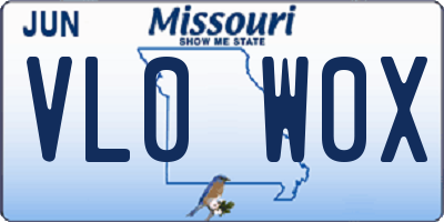 MO license plate VL0W0X