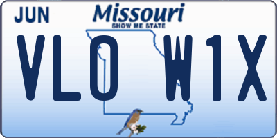 MO license plate VL0W1X