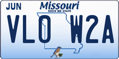 MO license plate VL0W2A