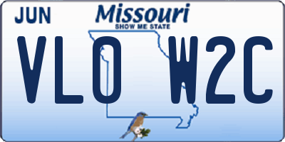 MO license plate VL0W2C