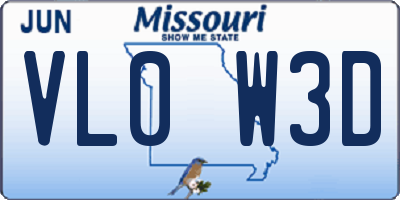 MO license plate VL0W3D