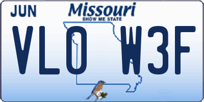 MO license plate VL0W3F