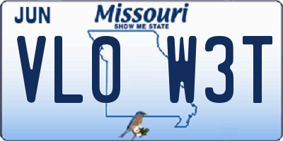 MO license plate VL0W3T