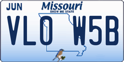 MO license plate VL0W5B