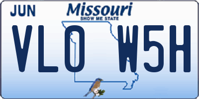 MO license plate VL0W5H