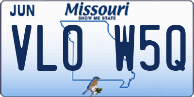 MO license plate VL0W5Q
