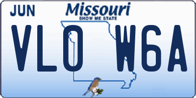 MO license plate VL0W6A