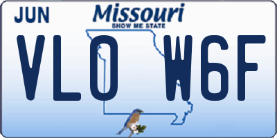 MO license plate VL0W6F