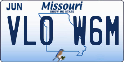 MO license plate VL0W6M