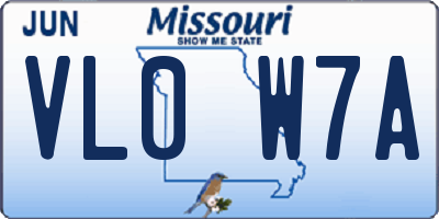 MO license plate VL0W7A