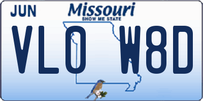 MO license plate VL0W8D