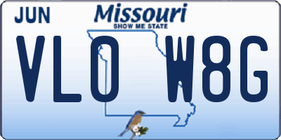 MO license plate VL0W8G