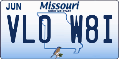 MO license plate VL0W8I