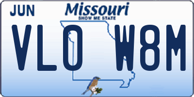 MO license plate VL0W8M