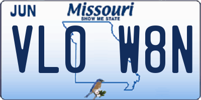 MO license plate VL0W8N