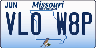 MO license plate VL0W8P