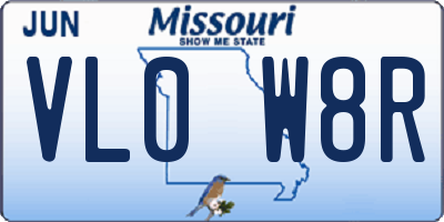 MO license plate VL0W8R