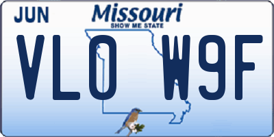 MO license plate VL0W9F
