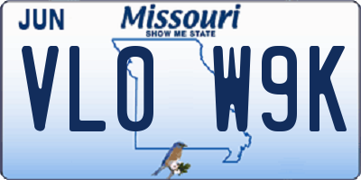 MO license plate VL0W9K