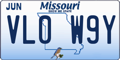 MO license plate VL0W9Y
