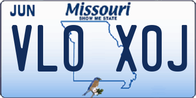 MO license plate VL0X0J