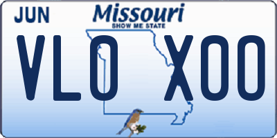 MO license plate VL0X0O