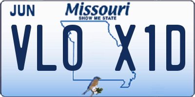 MO license plate VL0X1D