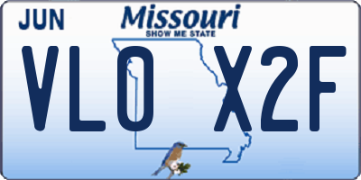 MO license plate VL0X2F