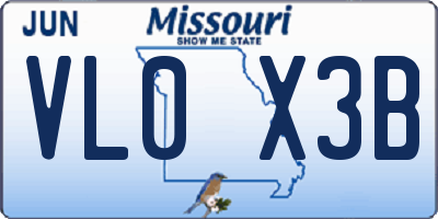 MO license plate VL0X3B