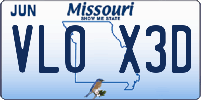 MO license plate VL0X3D