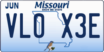 MO license plate VL0X3E