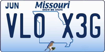 MO license plate VL0X3G