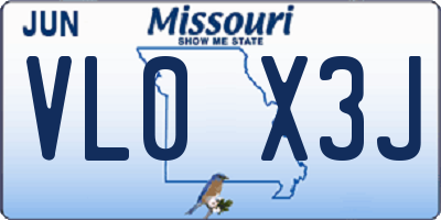 MO license plate VL0X3J