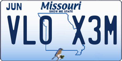 MO license plate VL0X3M