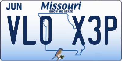 MO license plate VL0X3P