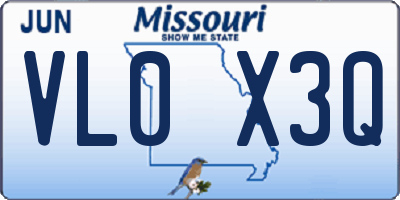 MO license plate VL0X3Q