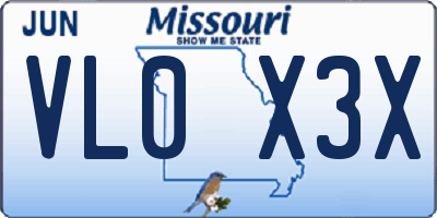 MO license plate VL0X3X