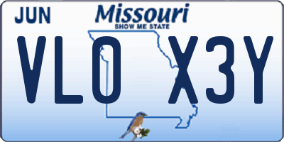 MO license plate VL0X3Y