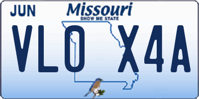 MO license plate VL0X4A