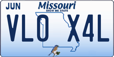 MO license plate VL0X4L