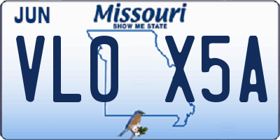 MO license plate VL0X5A