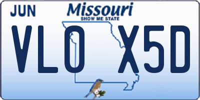 MO license plate VL0X5D