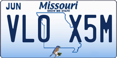 MO license plate VL0X5M