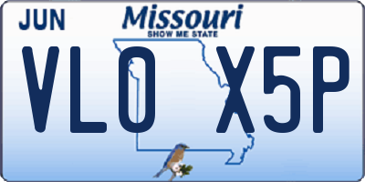 MO license plate VL0X5P